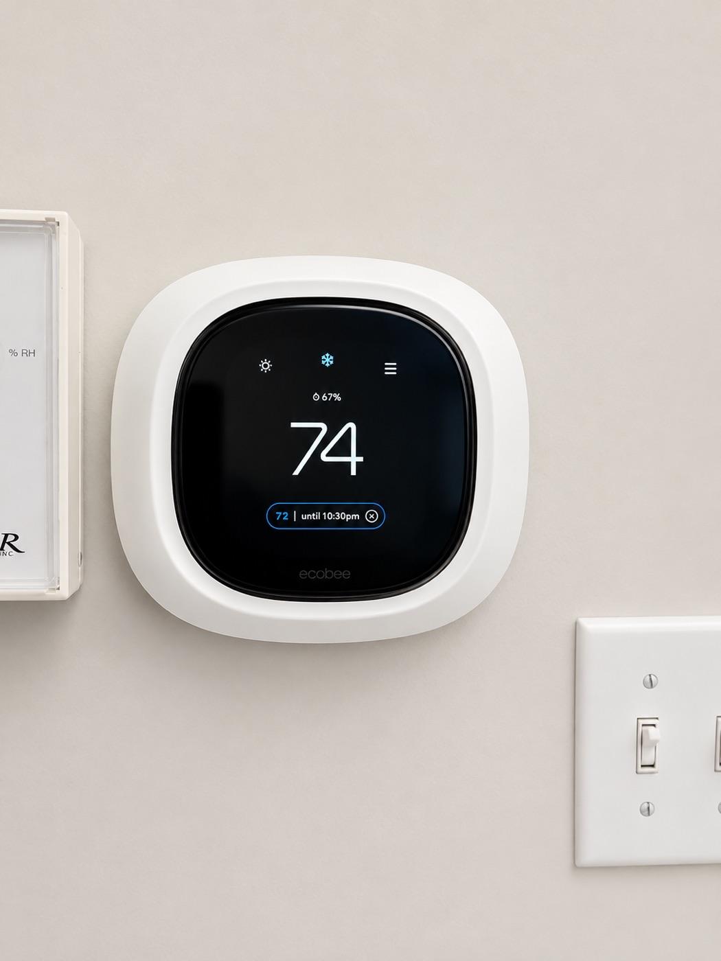 A smart thermostat installed by Thermoza